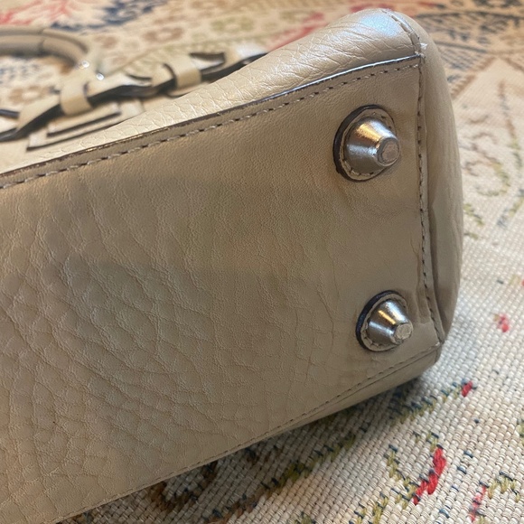 Coach Hampton Cream Leather Carryall Satchel Tote Handbag Braid Pebble F13084 - Picture 6 of 16